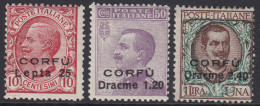 ITALIA - Corfù N.9-11 - Cv 500 Euro - CON CERTIFICATO - GOMMA INTEGRA - MNH** - Corfu