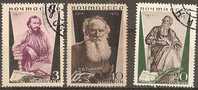 RUSSIA - 1935 Tolstoy, Perf 14. Scott 577-9. One Mint Hinged, Two Used - Oblitérés