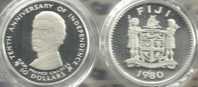 FIJI $10 10TH ANN OF IND. CHARLES FRONT QEII HEAD BACK 1980 AG SILVER PROOF KM47(?) READ DESCRIPTION CAREFULLY !!! - Fiji