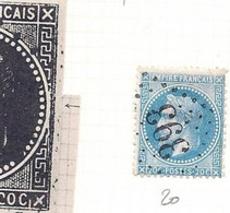 France N° 29B Avec Variété Planchable, Oblitéré GC 393 - 1863-1870 Napoléon III Con Laureles
