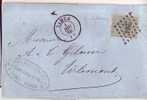 Belgique  Lettre De NAMUR LP 264 4-12-1866  N° 18  Vers TIRLEMONT Gomme Brune?   ****TB**** - 1865-1866 Profile Left