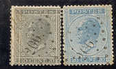 Belgique N° 17 Et 18 10 Et 20c Lpts "206" De Laeken - 1865-1866 Profile Left