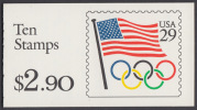 !a! USA Sc# 2528a MNH BOOKLET(10) - Flag And Olympic Rings (black Typing) - 1981-...