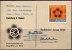 Weltfestspiele Berlin Sonderwert 1973 DDR Sp.-Marke Michel #1 O 30€ Auf Offizieller Postkarte Mit DV 3.Runde Orange Rar - Storia Postale