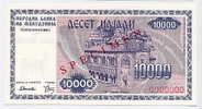 MACEDONIA -  MAZEDONIEN:  10 000 Denari 1992 UNC *P8s *SPECIMEN* Official Specimen Note * Just 20 Pcs Ptd. *VERY RARE! - Macedonia Del Norte