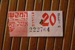 TITRE DE TRANSPORT >> 1963  2 TICKETS BILLETS  D' AUTOBUS BUS CAR  >>  ISRAEL  Poinçonné TARIF >> 20 & 21 AGOROT - Mondo