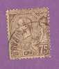 MONACO TIMBRE N° 19 OBLITERE PRINCE ALBERT 1ER 75C VIOLET BRUN SUR PAILLE - Used Stamps