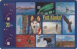 Télécarte à Puce ALASKA / Polaire - Oiseau Aigle Chien Husky Ours Renne - Bird Sleddog Chip Phonecard USA - 606 - Chipkaarten