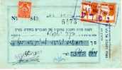 Palestine Labour Communal Bank Check With "Kofer Hayishuv" Revenue And Palestine Stamps 1946 - Israele