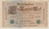 Germany #45b, 1,000 Mark 1910 Banknote Currency Money, Green 7-digit Serial Number - 1000 Mark