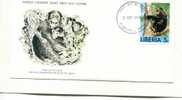 Liberia 1976. Pan Troglodytes. Chimpanzee. Chimpansee. Afrikaanse Mensaap. Singe. Monkey. FDC WWF.Fauna. Good.New! - Chimpanzés