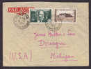 France Airmail Par Avion Deluxe PARIS R. D'Amsterdam 1951 Cover DOWAGIAC Michigan USA Etats Unis Vincent D'Indy Vougeot - 1927-1959 Storia Postale