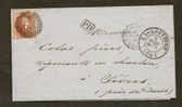 Belgique Lettre 1861 Affr N° 12 A P68 La- Louviere Pour Sevrez - 1858-1862 Médaillons (9/12)