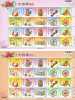 2011 Wealth Greeting Stamps Sheets Grain Farmer Coin Peony Magpie Bird Buddha Fruit Crane Deer Duck Flower - Monete