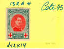 Croix-Rouge, Albert I, 132A*, Cote 45 €    Bon Centrage Très Frais - 1914-1915 Red Cross