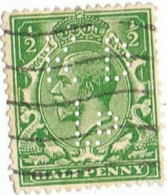 Timbre Anglais  Half Penny   Perforé - Perfin