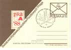 POLONIA ENTERO POSTAL CON MAT DEL MISMO TEMA HOCKEY DE 1988 DEPORTE - Hockey (su Erba)