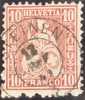 Heimat SZ STEINEN 1869-11-13 2-Kreisstempel Auf 10 Rp. Rot Sitzende Helvetia - Gebraucht