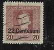 OCCUPAZIONE AUSTRIACA 1918 CENT. 22 SU 20 H USATO USED OBLITERE' - Occupazione Austriaca