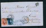 Belgique 1861 Lettre Affr. N°11A Margé + 12A P8b2 ALOST Pour Etats Sardes. - 1858-1862 Médaillons (9/12)