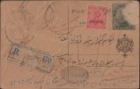 Br India King George V, Postal Card, Princely State Jind Overprint, Registered Used, India As Per The Scan - 1911-35 King George V