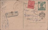 Br India King George V, Postal Card, Princely State Jind Overprint, Registered Used, India As Per The Scan - 1911-35 King George V