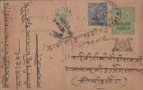 Br India King George V, Postal Stationery Card, Princely State Gwalior Overprint, Snake, Sun, Astronomy, Used, India - Gwalior