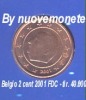 BELGIO BELGIQUE 2 CENT 2001 DA DIVISIONALE BU FDC RARITA´ SOLO 40.000 ESEMPLARI - België