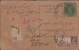 Br India King George V, Postal Card, Registered, Bearing KG VI  4 An, Train, India As Per The Scan - 1911-35 King George V