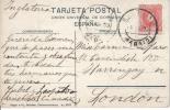 ESCORIAL MADRID POSTAL A INGLATERRA 1909 CADETE ALFONSO XIII IMAGEN INTERIOR DEL MONASTERIO - Cartas & Documentos