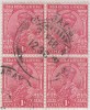 Br India King George V, One Anna Block Of 4, Used, India - 1911-35 Roi Georges V