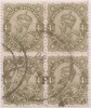 Br India King George V, 4 As Block Of 4, Used, India - 1911-35 Roi Georges V