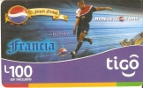 TARJETA DE HONDURAS DE 100 LEMPIRAS  DE TIGO  - PEPSI - THIERRY HENRY - Honduras