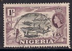 NIGERIA 1953 - 58 QE2 1/-d USED TIMBER STAMP SG 76 (D303 - Nigeria (...-1960)