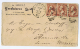 USA  1885 Cover From Kansas City To Mexico (Hermosillo), Strip Of 2 + 1 Separate Stamp  Of 2 Cent Brown - Briefe U. Dokumente