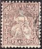 Schweiz 1882-02-22 Wildegg Zu#51 Faserpapier Sitzende Helvetia 50 Rp. Lila Bedarfsstempel - Gebraucht