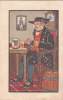 Carte Illustrée De Pierre VINCENT  -  Alsace  -  Un Homme Avec Sa Pipe Et Son Verre De Bière - Vincent P.