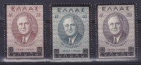 Greece 1944 Mi. 509-11 Death Of Tod Von Franklin D. Roosevelt Complete Set MH* - Ungebraucht