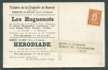 1 Cent. Pellens Surchargé BRUSSEL-BRUXELLES 14 S/C.P. Imprimé Théatre De La Citadelle De Namur - 26 Juillet 1914 - Les H - Typos 1912-14 (Lion)