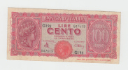 Italy 100 Lire 1944 AVF CRISP Banknote P 75a 75 A - 100 Liras