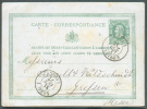 EP Carte 10 Cent. Vert, Obl. Dc Ambulant NORD I/ANVERS Du 31 Oct. 1877 Vers Giessen (Duché De Hesse) - 7107 - Transit Offices