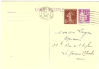 REF LDR5 / 6 - EP CP PAIX 40c + COMPL.T SEMEUSE CAMEE 15c REPIQUAGE QUANTIN PARIS / LA GARENNE COLOMBES 24/1/1938 - Overprinter Postcards (before 1995)