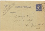 REF LDR5 / 6 - EP CP SEMEUSE CAMEE 40c REPIQUAGE QUANTIN PARIS / LA GARENNE COLOMBES 20/7/1932 - Overprinter Postcards (before 1995)