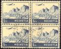 Schweiz Flugpost 1941 Zu#FP34 Mi#394 Viererblock Mit Zentrumsstempel - Oblitérés