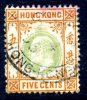 Hong Kong Edward VII 1903 5c Green & Brown-orange , Used - Used Stamps