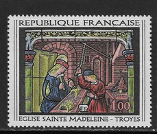 France 1967 Art  Stained-Glasses Church Of Ste. Madeleine At Troyes, By Nicolas Cordonnier  1v MNH** 0,50 € - Glas & Fenster