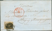 N°6 Sur Lettre Expédiée De Mons Vers Strépy-Bracquegnies En 1855 - 1851-1857 Medaillen (6/8)