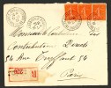 Paire Verticale De Semeuse Lignée 202 Sur Lettre Recom. De Malo Les Bains Datée Du 7/3/1928, Timbres TB - Covers & Documents