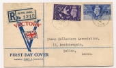 UK - 1946 VICTORY - Circulated Registered Cacheted Patriotic FIRST DAY COVER 11-06-1946 Complete Set SG 491/492 - ....-1951 Pre Elizabeth II