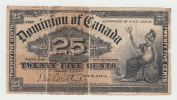 Canada 25 Cent 1900 "G" Banknote P 9a  9 A (Signature Courtney) - Canada